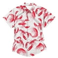 thumbnail image 1 of Hpapadks Men's Shirts Casual Lobster Lobster Print Short Sleeve Button Down Lapel Blouses Outdoor Loose Men Dress Shirt Red L, 1 of 3