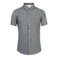 thumbnail image 1 of Hpapadks Men's Shirts Casual Short Sleeve Button Down Oktoberfest Plaid Lapel Blouses Loose Dress Shirts for Men Black L, 1 of 3