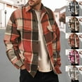 thumbnail image 1 of Men's Shirts Flannel Long Sleeve Plaid Soft Brushed Casual Classic Button Down Collar Fall Winter Comfort Mens Hawaiian Shirt Dark Gray XXXL, 1 of 5