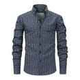 thumbnail image 1 of Hpapadks Men's Shirts Formal Dress Plaid Striped Button Down Long Sleeve Lapel Business Blouses Slim Fit Dress Shirts for Men Navy M, 1 of 6