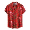 thumbnail image 1 of Hpapadks Men's Shirts Halloween Short Sleeve Floral Print Tops Lapel Button Down Multicolor Blouses Dress Shirts for Men Red XXXL, 1 of 5