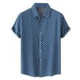 thumbnail image 1 of Hpapadks Men's Shirts Point Print Short Sleeve Lapel Button Down Blouses Beach Loose Dress Shirts for Men Blue L, 1 of 5