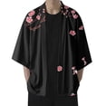 thumbnail image 1 of Hpapadks Mens Casual Shirts Cherry Flower Kimono Half Sleeve Blouses Elegant Loose Soft Cardigan Mens Dress Shirt Black L, 1 of 7