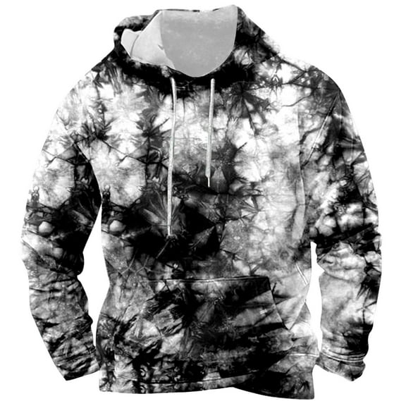 Hpapadks Mens Hoodie Athleisure Drawstring Hoodies Pullover with Pocket Lightweight Long Sleeve Tie Dye Print Sweatshirts for Men