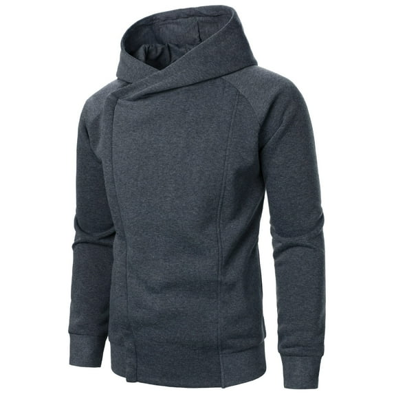 Hpapadks Mens Hoodie Solid Side Zipper Hooded Sweatshirt Modern Asymmetrical Hoodies Pullover Mens Sweatshirts