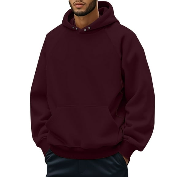 Hpapadks Mens Hoodies Solid Hoodies Pullover with Front Pocket Oversize Drop Shoulder Hooded Mens Sweatshirts