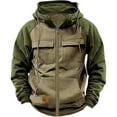thumbnail image 1 of Hpapadks Mens Hoodies Tactical Outdoor Zip Up Hooded Jacket with Pocket Color Block Raglan Sleeve Hoodies Pullover Men's Sweatshirts, 1 of 3