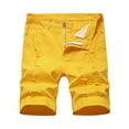 thumbnail image 1 of Hpapadks Mens Jean Shorts Ripped Distressed Soild Color Denim Bermuda Shorts with Pockets Casual Vacation Straight Leg Men's Denim Shorts Yellow 38, 1 of 7