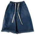 thumbnail image 1 of Hpapadks Mens Jean Shorts Wide Leg Elastic Waist Drawstring Denim Bermuda Shorts with Pockets Loose Fit Knee Length Mens Denim Shorts Blue XXXXL, 1 of 4