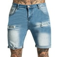 thumbnail image 1 of Hpapadks Mens Jeans Shorts Ripped Distressed Loose Fit Denim Bermuda Shorts with Pockets Summer Casual Solid Denim Shorts Men Light blue S, 1 of 3