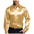thumbnail image 1 of Hpapadks Mens Shirt Casual Bright Face Solid Lapel Long Sleeve Button Down Blouses Dance Party Mens Dress Shirts Yellow S, 1 of 5