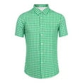 thumbnail image 1 of Hpapadks Mens Shirt Casual Short Sleeve Button Down Oktoberfest Plaid Lapel Blouses Loose Mens Dress Shirt Green XXXL, 1 of 3