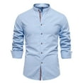 thumbnail image 1 of Hpapadks Mens Shirt Long Sleeve Solid Lapel Button Down Blouses Loose Mens Dress Shirts Light Blue XL, 1 of 7