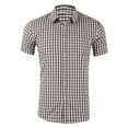 thumbnail image 1 of Hpapadks Mens Shirts Beach Classic Short Sleeve Plaid Lapel Button Down Tops Mens Dress Shirt Coffee L, 1 of 4