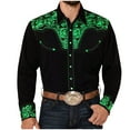 thumbnail image 1 of Hpapadks Mens Shirts Casual 3D Floral Print Lapel Button Down Long Sleeve Blouses Dress Shirts for Men Green XXL, 1 of 7