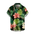 thumbnail image 1 of Hpapadks Mens Shirts Casual Beach Trend Leisure 3D Digital Print Blouses Short Sleeve Lapel Button Down Mens Dress Shirt Green S, 1 of 4