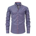 thumbnail image 1 of Hpapadks Mens Shirts Casual Formal Dress Striped Button Down Long Sleeve Lapel Business Blouses Slim Fit Mens Dress Shirt Purple XL, 1 of 6
