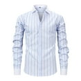 thumbnail image 1 of Hpapadks Mens Shirts Casual Striped Formal Dress Button Down Long Sleeve Lapel Business Blouses Slim Fit Mens Dress Shirt White M, 1 of 6