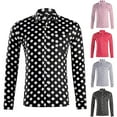 thumbnail image 1 of Hpapadks Mens Shirts Casual Summer Polka Dot Fold Collar Street Daily Loose Casual Short Sleeve Shirts Mens Hawaiian Shirt Red XXL, 1 of 7