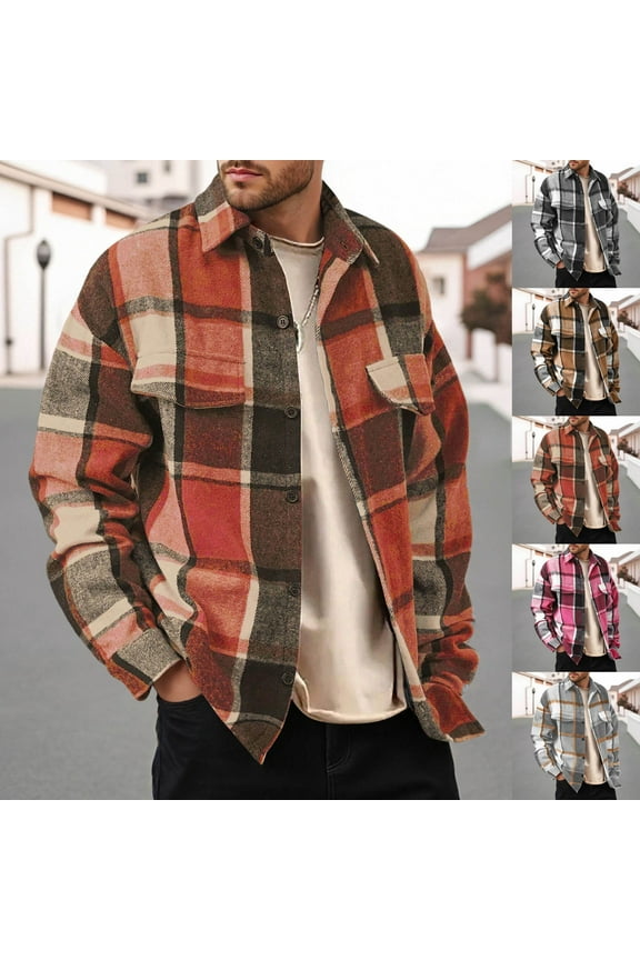 Mens Shirts Flannel Long Sleeve Plaid Soft Brushed Casual Classic Button Down Collar Fall Winter Comfort Mens Hawaiian Shirt Dark Gray L