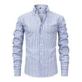 thumbnail image 1 of Hpapadks Mens Shirts Formal Dress Plaid Striped Button Down Long Sleeve Lapel Business Blouses Slim Fit Mens Dress Shirts Light Blue M, 1 of 6