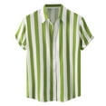 thumbnail image 1 of Hpapadks Mens Shirts Hawaii Striped Print Short Sleeve Lapel Button Down Blouses Beach Mens Dress Shirts Mint Green XL, 1 of 5