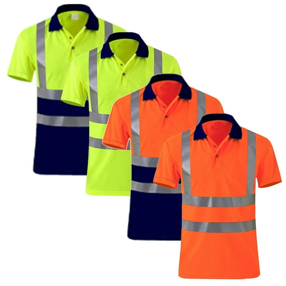 Mens Shirts High Visibility Quick Dry Pullover Hi Vis Reflective Short Sleeve Sweat Tops Hawaiian Shirt for Men Yellow XXXL