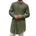 thumbnail image 1 of Hpapadks Mens Shirts Long Sleeve Embroidered Middle V Neck Arab Loose Abaya Loose Dress Shirts for Men Green XXL, 1 of 7