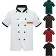 thumbnail image 1 of Mens Shirts Short Sleeve Chef Uniform Double Button Down Stand Collar Blouses Comfort Wear Breathable Hawaiian Shirt for Men Black L, 1 of 3
