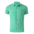 thumbnail image 1 of Hpapadks Mens Shirts Summer Beach Classic Short Sleeve Plaid Lapel Button Down Tops Men Dress Shirt Green XXL, 1 of 4