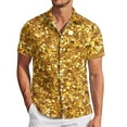 thumbnail image 1 of Hpapadks Mens Shirts Summer Carnival Sequin Digital 3D Print Short Sleeve Lapel Button Down Loose Tops Men Dress Shirt Gold M, 1 of 5