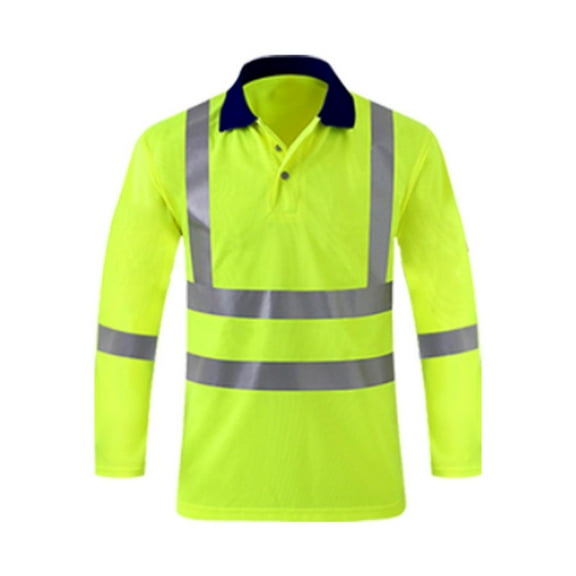 Hpapadks Mens Shirts Summer High Visibility Hi Vis Pullover Reflective Long Sleeve Tops Outdoor Work Men Dress Shirt Yellow S