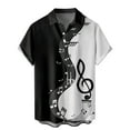 thumbnail image 1 of Hpapadks Mens Shirts Summer Music Patchwork Print Short Sleeve Button Lapel Turn Down Blouses Loose Mens Dress Shirts Black L, 1 of 5