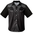 thumbnail image 1 of Hpapadks Mens Summer Shirts Western Cowboy 3D Print Short Sleeve Button Down Lapel Business Blouses Loose Men Dress Shirt Black M, 1 of 5