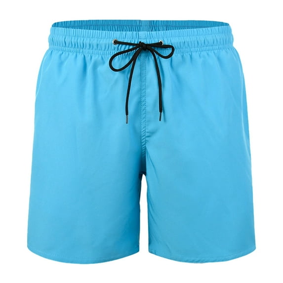 Hpapadks Mens Swim Trunks Summer Solid Color Loose Casual Stretch Lined Beach Trunks Swim Shorts Men Sky Blue XL