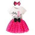 thumbnail image 1 of Hpapadks Outfits Baby Girl My Birthday Printed Short Sleeve Romper Tutu Skirt Headband 3 Pc Set Baby Girl Clothes White 12-18 m, 1 of 7