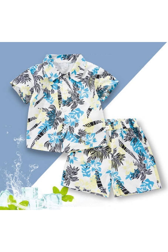 Newborn Outfits Baby Girl Summer Beach Button Down Short Sleeve Floral Hawaii Shirt Tops Shorts Set Newborn Clothes Yellow 4-5 Years