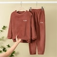 thumbnail image 1 of Hpapadks Newborn Pajamas Kids Fleece Pajama Set Cozy Long Sleeve Top Pants Family Wear Boys Pjs Wine 9-10 Years, 1 of 3