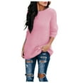 thumbnail image 1 of Hpapadks Oversized Sweaters for Women Round Neck Long Sleeve Comfortable Solid Color Knit Sweaters Top Womens Sweater Pink L, 1 of 7