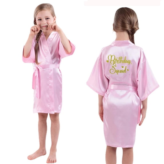 Hpapadks Pajamas for Boys Kids Gold Print Birthday Robe Kimono Party Pajama Cover Up Girls Pjs Light Pink 7-9 Years