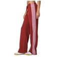 thumbnail image 1 of Hpapadks Pants for Women Drawstring Waist Wide Leg Track Pant with Contrast Side Stripes Womens Slacks Red M, 1 of 7