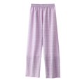 thumbnail image 1 of Hpapadks Pants for Women Elastic Waist Wide Leg Plaid Pajama Pant Womens Slacks Purple L, 1 of 7
