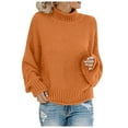 thumbnail image 1 of Hpapadks Pullover Sweaters for Women Cable Knit Sweaters Turtleneck Solid Pullover Top Womens Sweater Orange XXXXL, 1 of 4