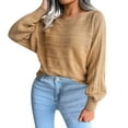 thumbnail image 1 of Hpapadks Pullover Sweaters for Women Fall Winter Off Shoulder Hollow Out Cable Knit Solid Casual Sweaters Womens Sweater Khaki L, 1 of 5