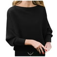 thumbnail image 1 of Hpapadks Pullover Sweaters for Women Solid Color Knit Sweaters Fall Long Sleeve Casual Loose Pullovers Womens Sweater Black A, 1 of 4