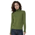 thumbnail image 1 of Hpapadks Pullover Sweaters for Women Wool Seamless Sweaters Turtleneck Solid Long Sleeve Knitted Pullover Tops Womens Sweater Army Green L, 1 of 4