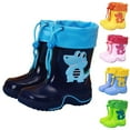 thumbnail image 1 of Hpapadks Rain Boots For Boys Non Cute Dinosaur Cartoon Print Mid Calf Waterproof Water Shoes With Adjustable Drawstring Wide Calf Outdoor Blue 2-3 Y, 1 of 4