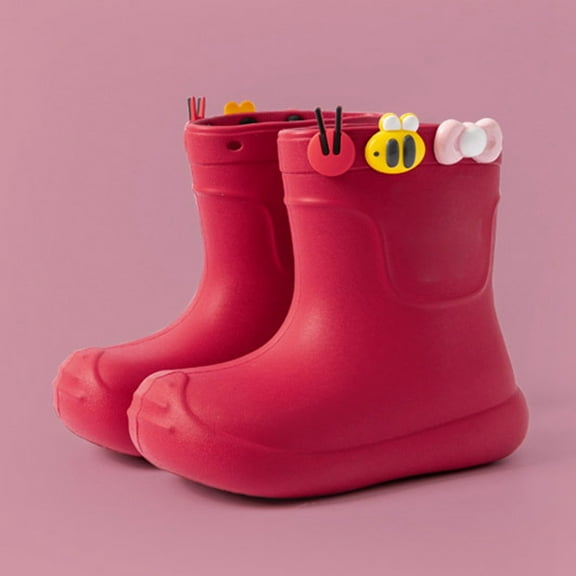 Hpapadks Rain Boots Kids School Outdoor Rainy Day Low Top Non Slip Comfortable Lightweight Durable All Season Footwear Rainboots Boys Waterproof Boots Red