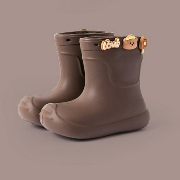 Hpapadks Rain Boots Kids School Outdoor Rainy Day Low Top Non Comfortable Lightweight Durable All Season Footwear Rainboots Kids Waterproof Boots Coffee