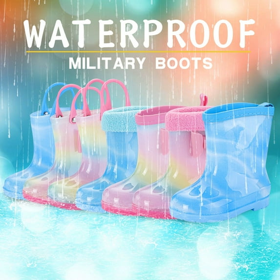 Hpapadks Rain Boots Toddler Rubber Cute Cartoon Waterproof Water Shoes With Easy On Handles Soft Bottom Classic Non Slip H 10-10.5 Y